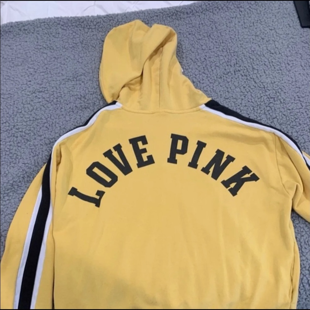 Yellow Victoria’s Secret pink hoodie